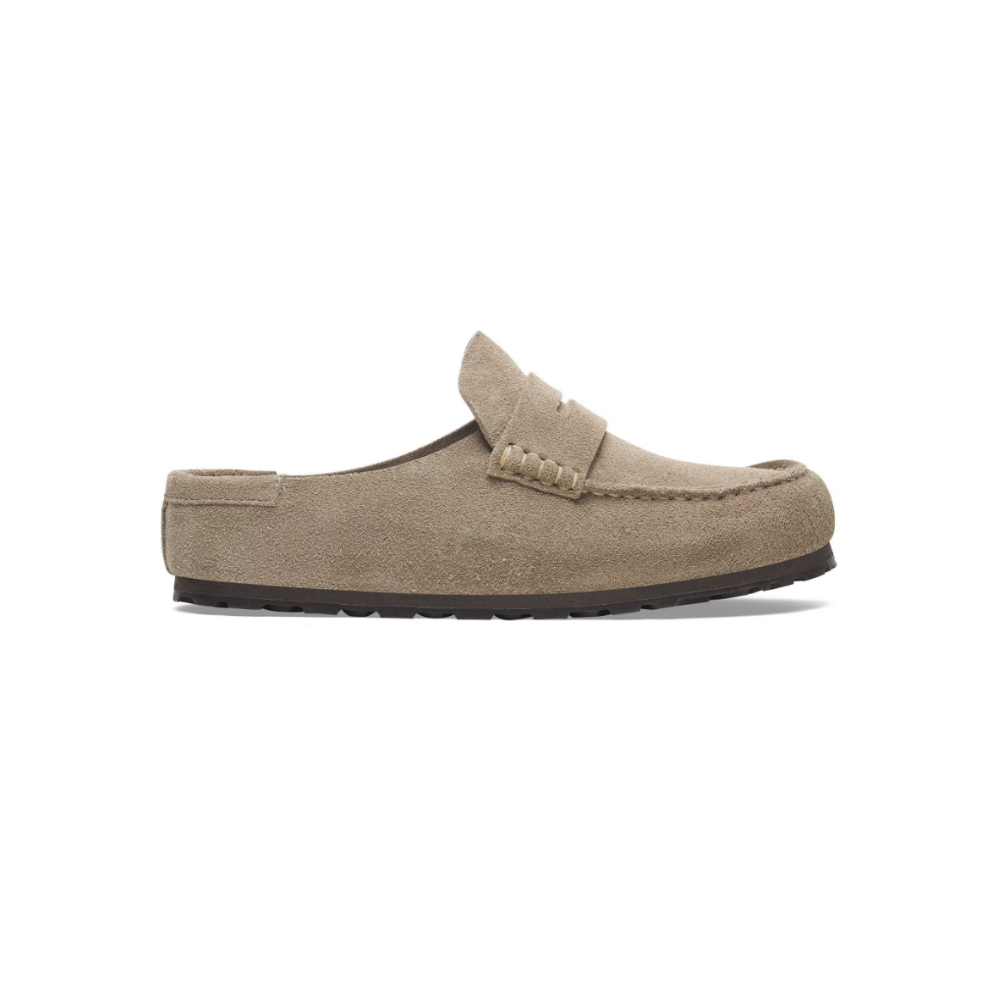 Birkenstock Unisex Naples Wrapped Suede Clogs - Taupe