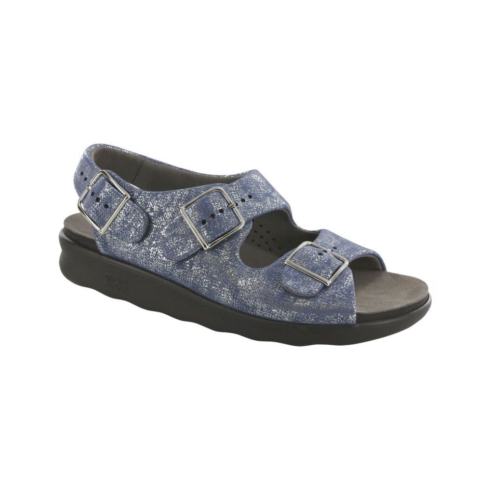 SAS Women’s Relaxed Supportive Leather Slip-On Shoe – Silver Blue