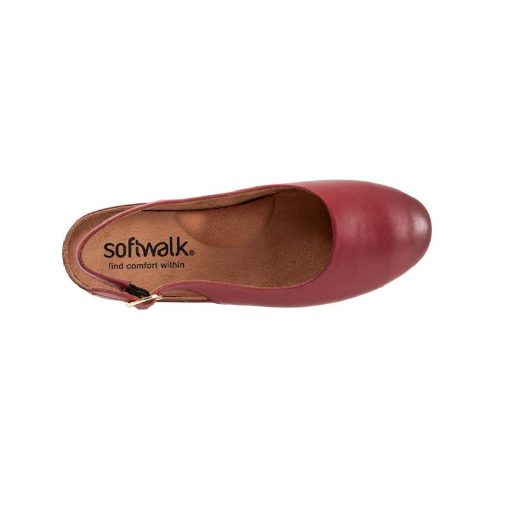 SoftWalk Sandy Women's Leather Slingback Flat - Dark Red