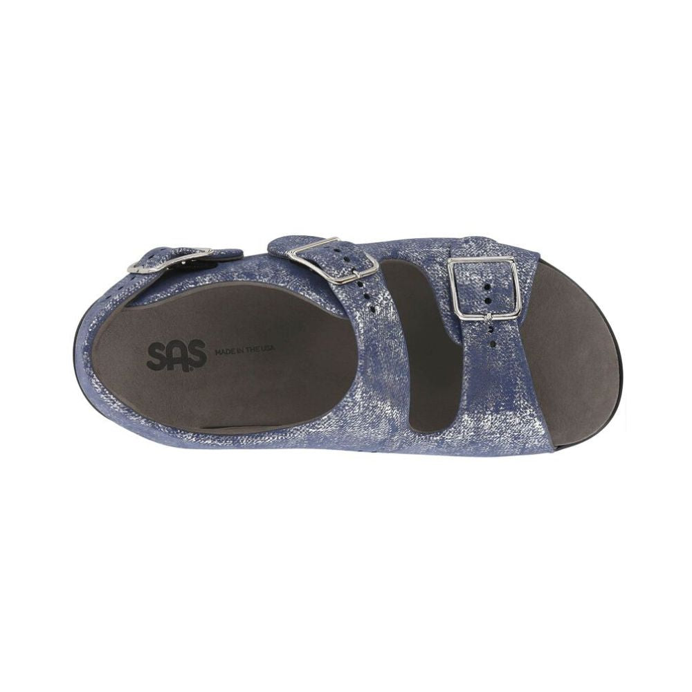 SAS Women’s Relaxed Supportive Leather Slip-On Shoe – Silver Blue