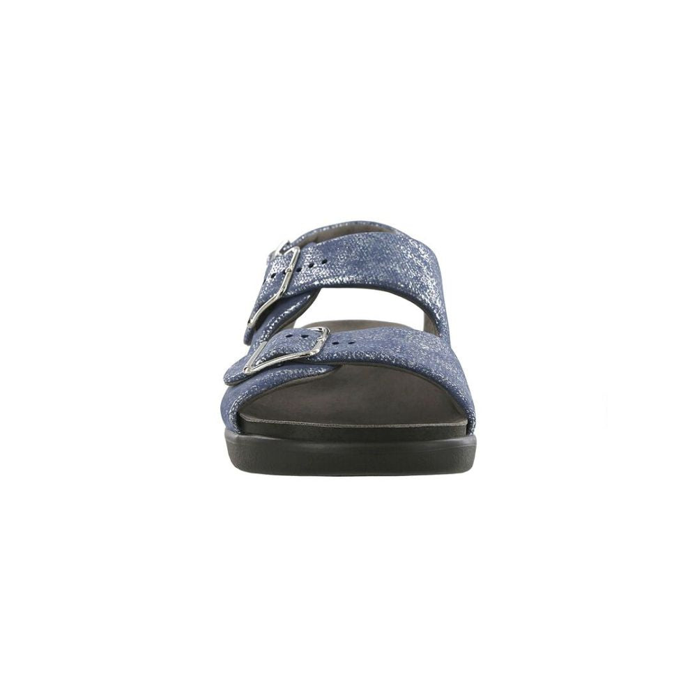 SAS Women’s Relaxed Supportive Leather Slip-On Shoe – Silver Blue