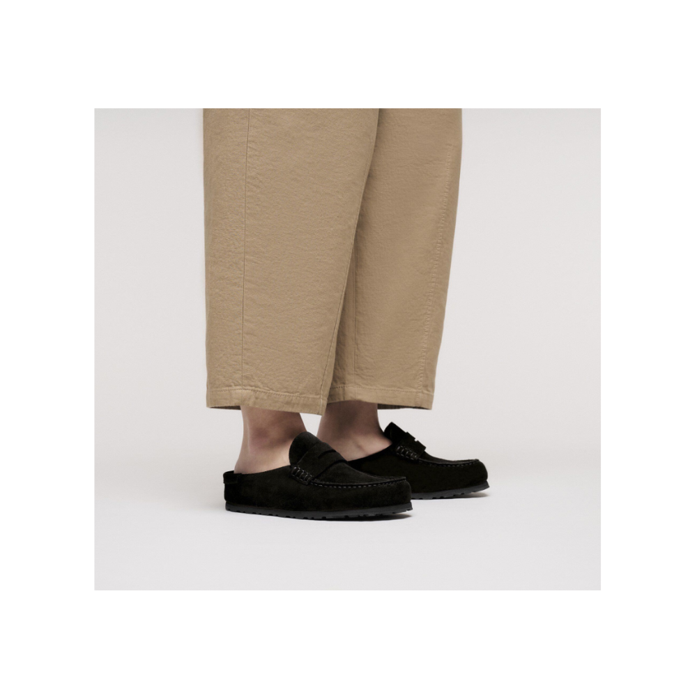 Birkenstock Unisex Naples Wrapped Suede Leather Clogs - Black