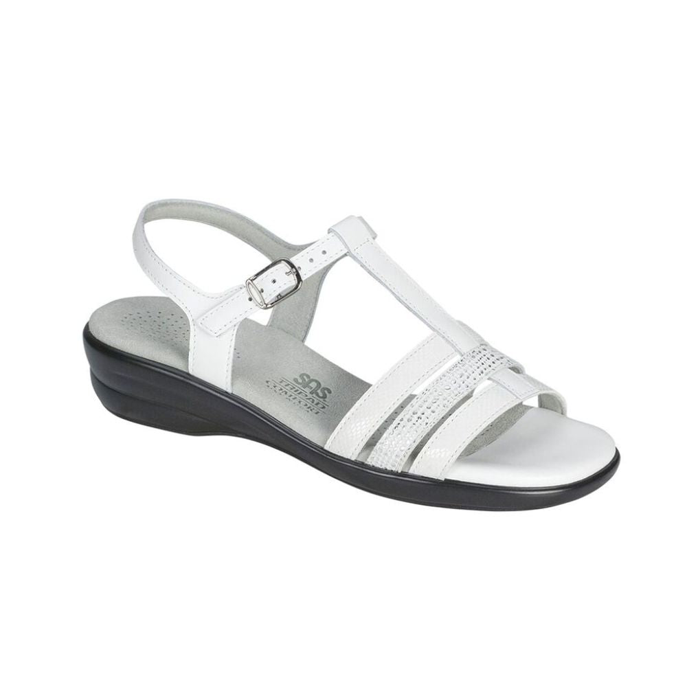 SAS Women’s Capri Leather Slide Sandal – White Multi