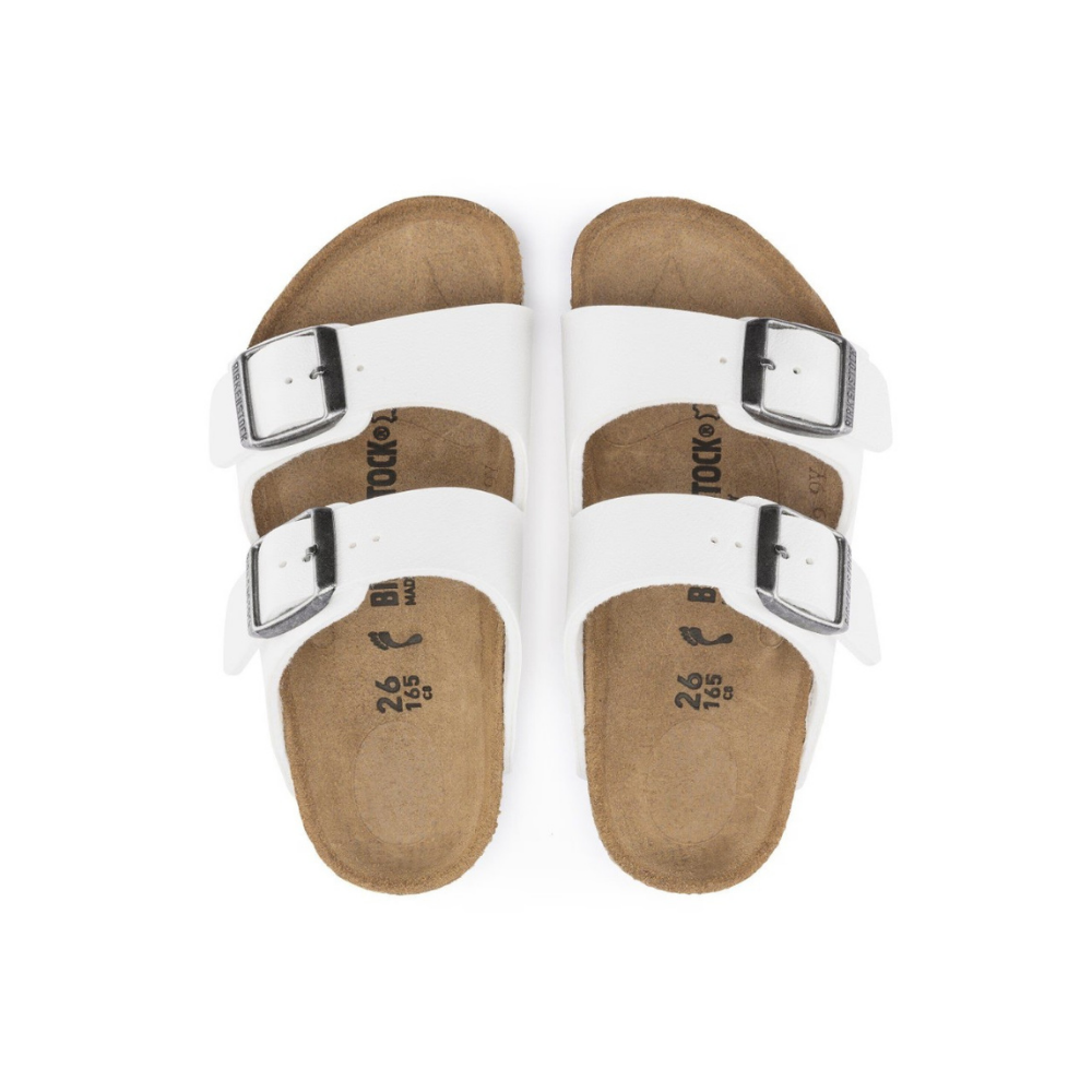 Birkenstock Arizona Kids Unisex White Sandal - Front View both sandals