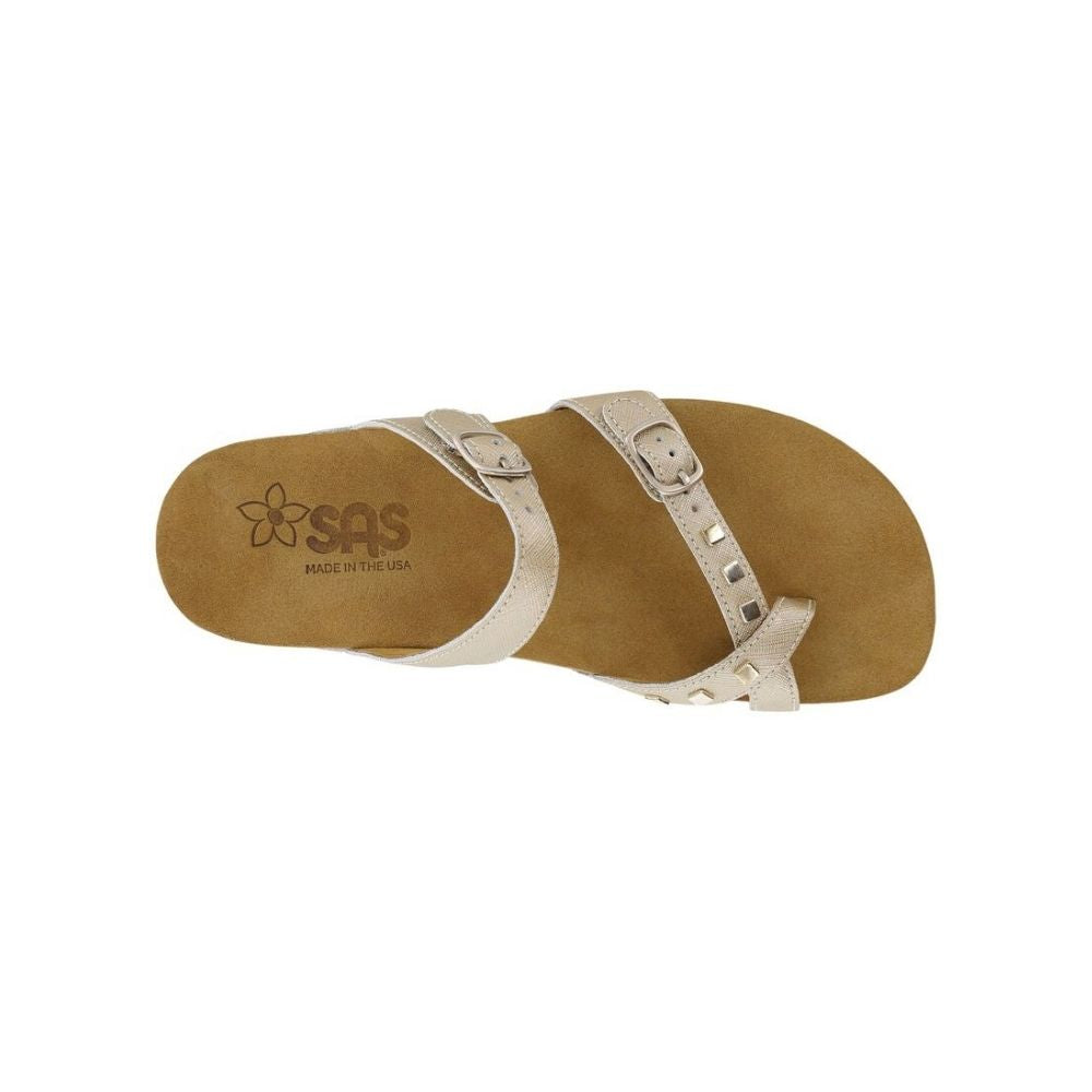 SAS Women’s Jett Leather Wedge Sandal – Metallic Gold 2