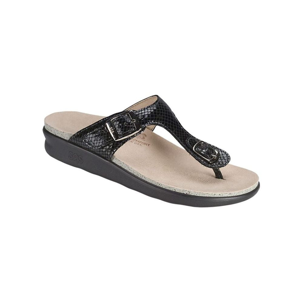 SAS Women’s Sanibel Sandal Ergonomic Comfort Slide - Black Snake 1