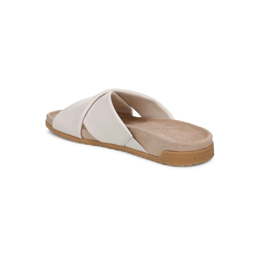 Vionic Women's Etna Orthotic Crossover Slide Sandals - Sea Salt Leather