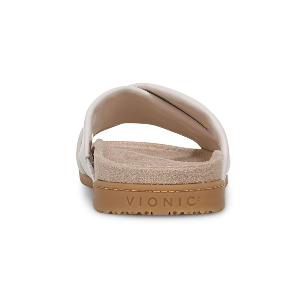 Vionic Women's Etna Orthotic Crossover Slide Sandals - Sea Salt Leather