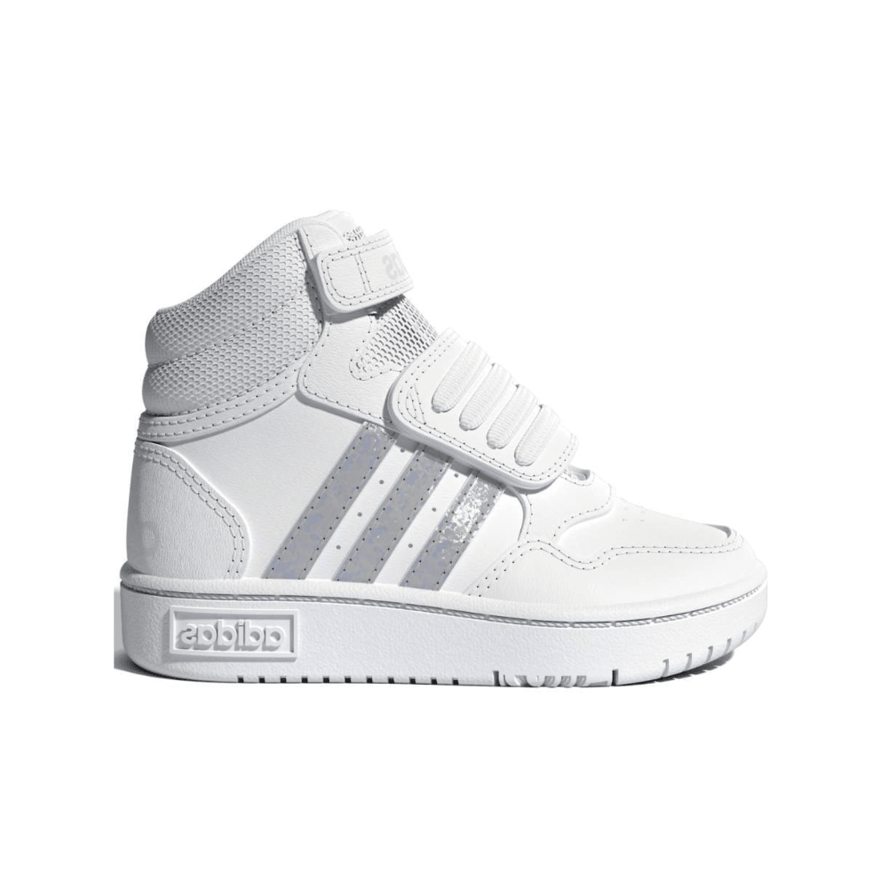 Adidas Hoops Mid 3.0 AC I Kids Basketball Sneakers White Silver - side view