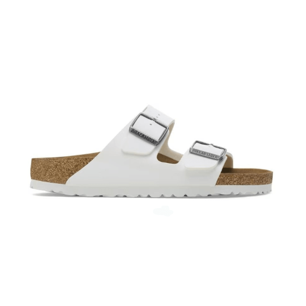 Birkenstock Arizona Birko - Flor White Leather Unisex Sandals – Classic Comfort Slip - On 1