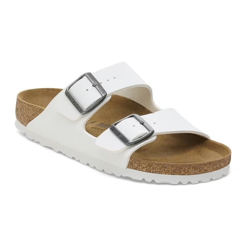 Birkenstock Arizona Birko - Flor White Leather Unisex Sandals – Classic Comfort Slip - On 3