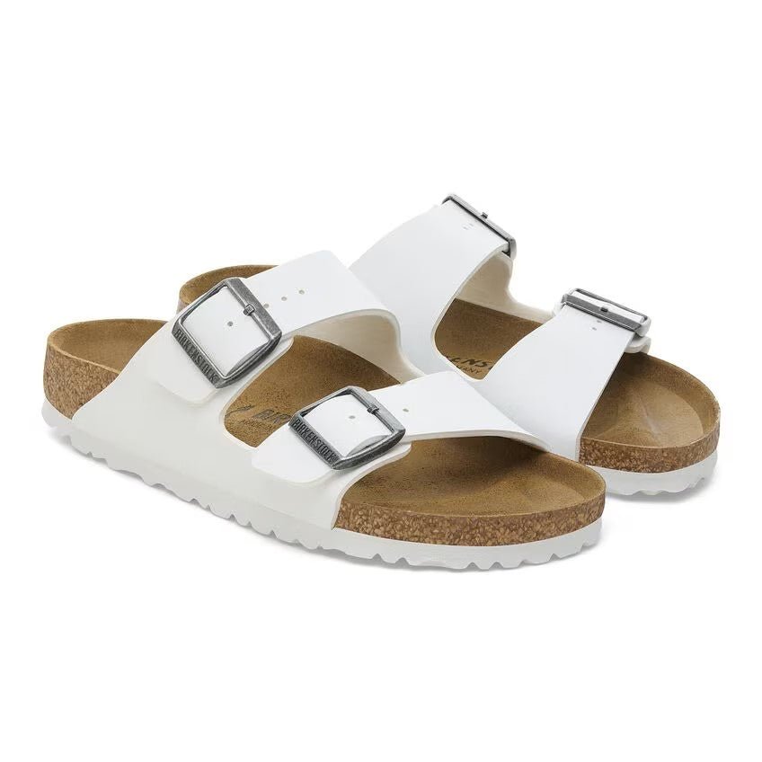Birkenstock Arizona Birko - Flor White Leather Unisex Sandals – Classic Comfort Slip - On 5
