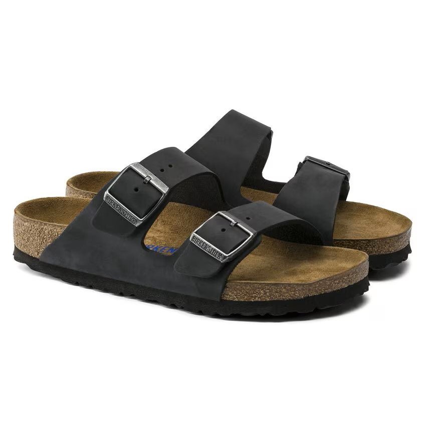 Birkenstock Arizona Soft Footbed Birko - Flor - Oiled Leather Black Unisex Sandal 4