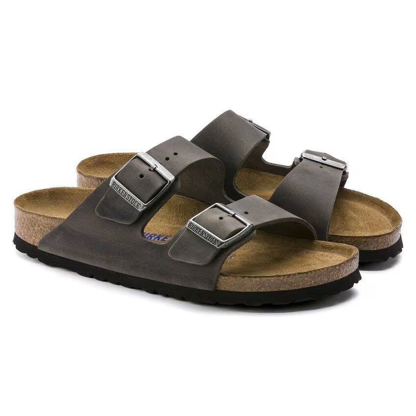 Birkenstock Arizona Soft Footbed Oiled Leather Iron Unisex Sandal 7