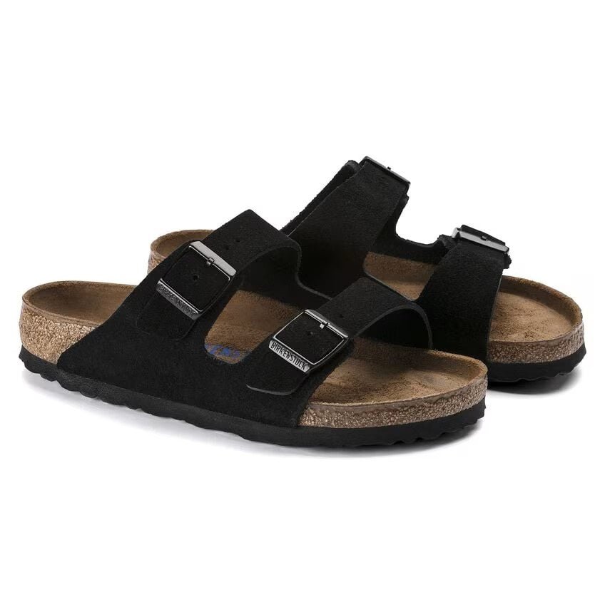 Birkenstock Arizona Soft Footbed Suede Leather Black Unisex Sandal 3