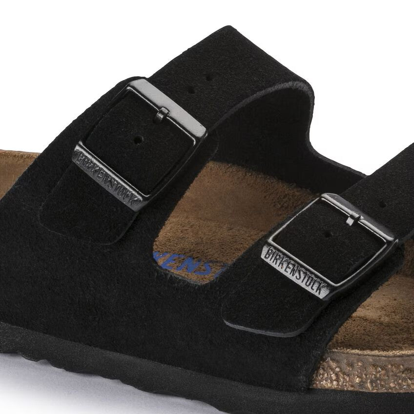 Birkenstock Arizona Soft Footbed Suede Leather Black Unisex Sandal 5