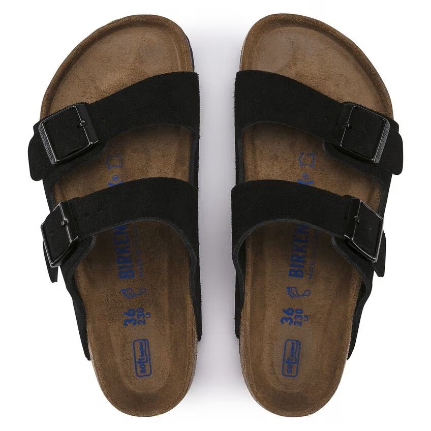 Birkenstock Arizona Soft Footbed Suede Leather Black Unisex Sandal 6