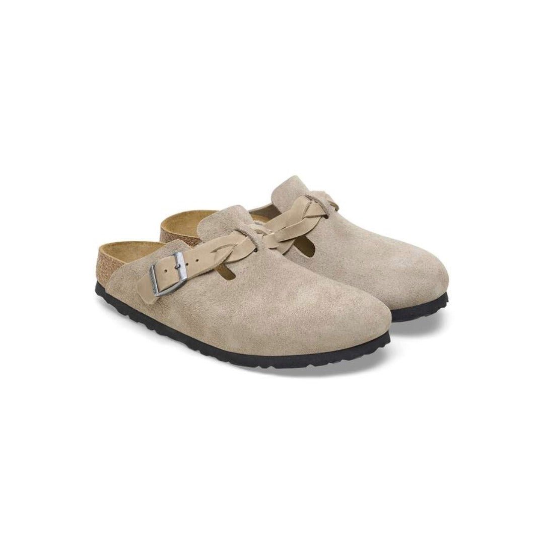 Birkenstock Boston Braid Suede Leather Taupe Unisex Clog Sandal 4