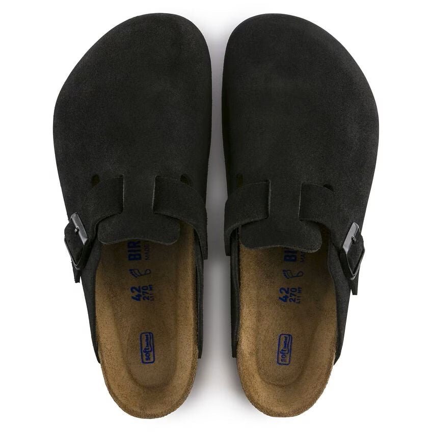 Birkenstock Boston Soft Footbed Suede Black Unisex Clog Sandal 3