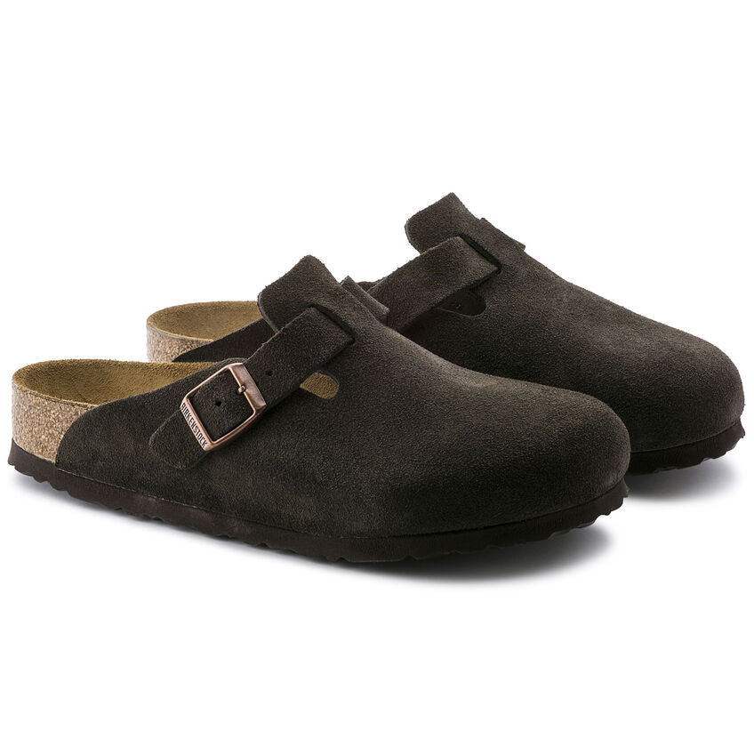 Birkenstock Boston Soft Footbed Unisex Suede Leather Clog Sandals - Mocha Brown 3