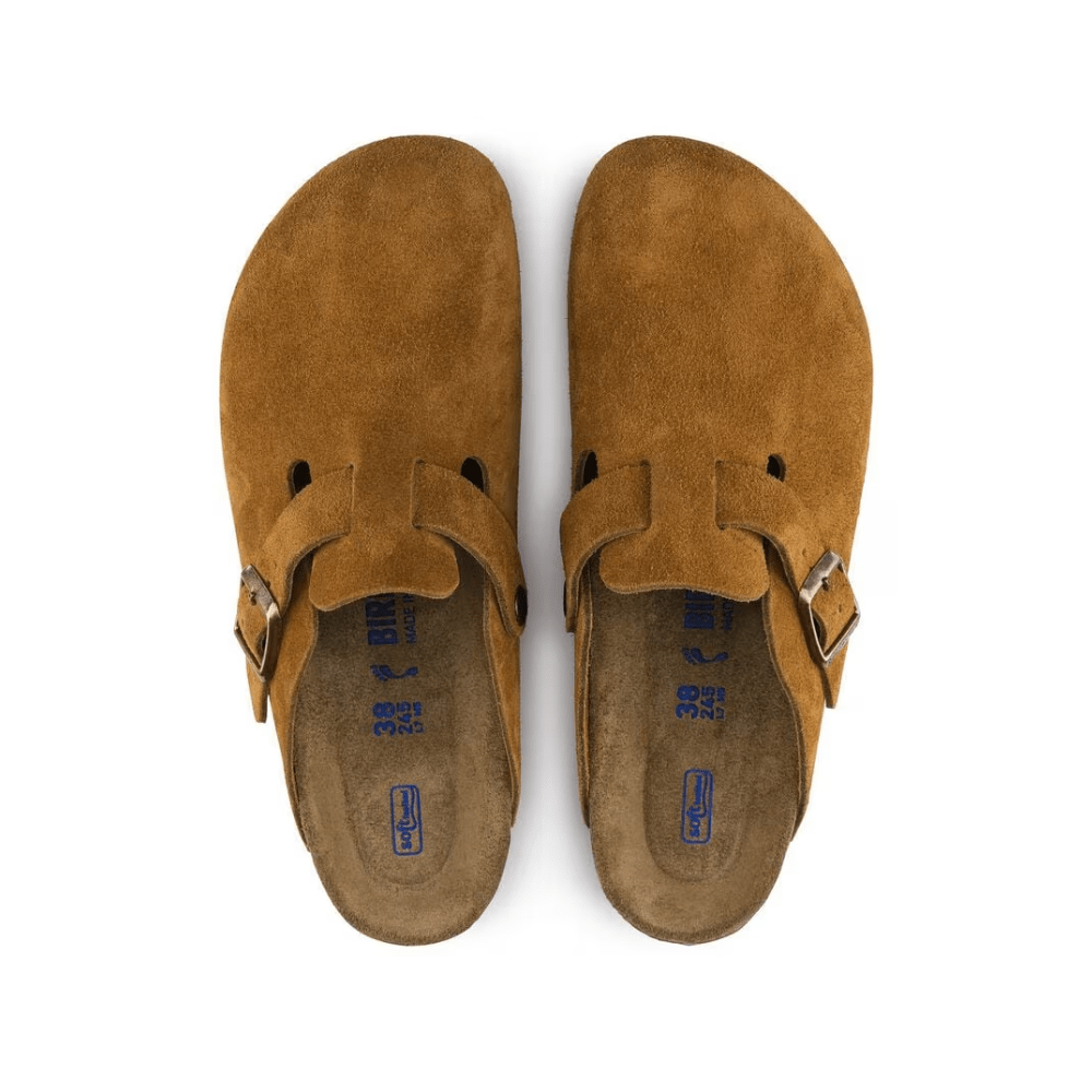 Birkenstock Boston Soft Footbed Unisex Suede Leather Clog Sandals Mink 4