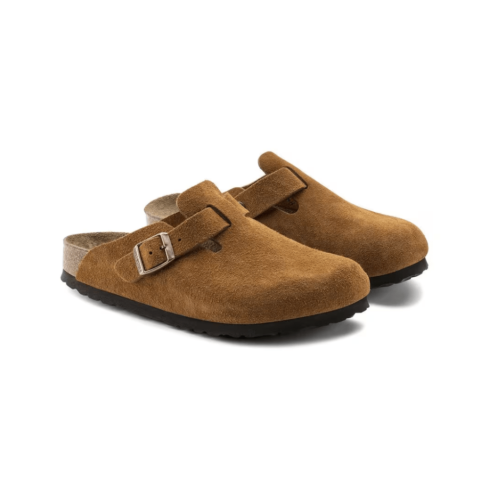 Birkenstock Boston Soft Footbed Unisex Suede Leather Clog Sandals Mink 3