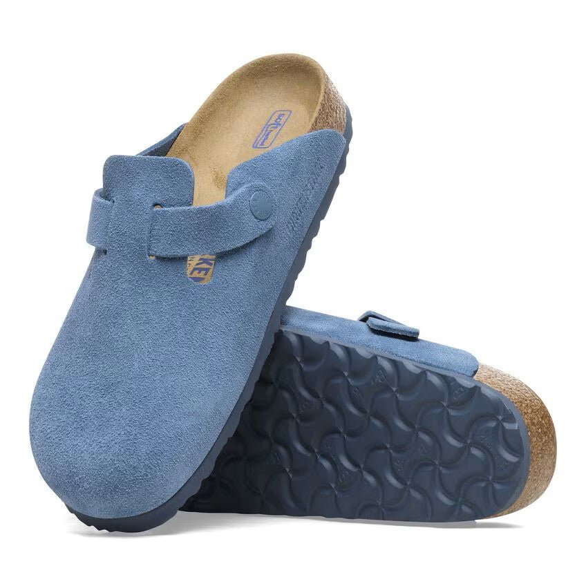 Birkenstock Boston Suede Soft Footbed Elemental Blue Unisex Clog Sandal 5