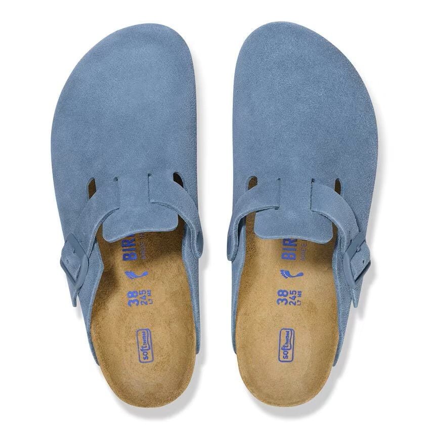 Birkenstock Boston Suede Soft Footbed Elemental Blue Unisex Clog Sandal 6