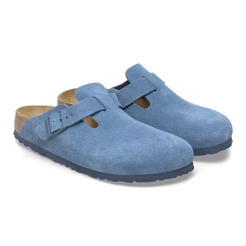 Birkenstock Boston Suede Soft Footbed Elemental Blue Unisex Clog Sandal 4