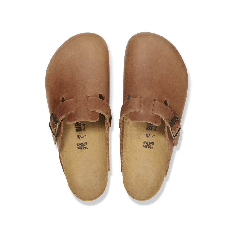 Birkenstock Boston Unisex BS Oiled Leather Clog Sandals - Cognac 4