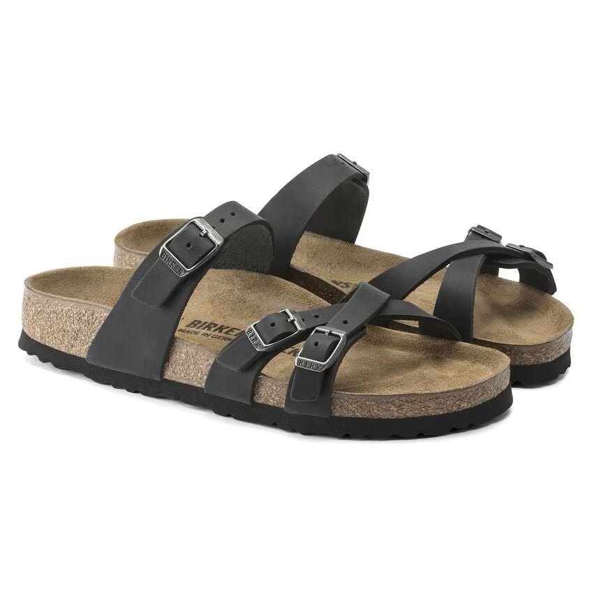 Birkenstock Franca Oiled Leather - Black Unisex Sandal - Unisex SandalsBirkenstock