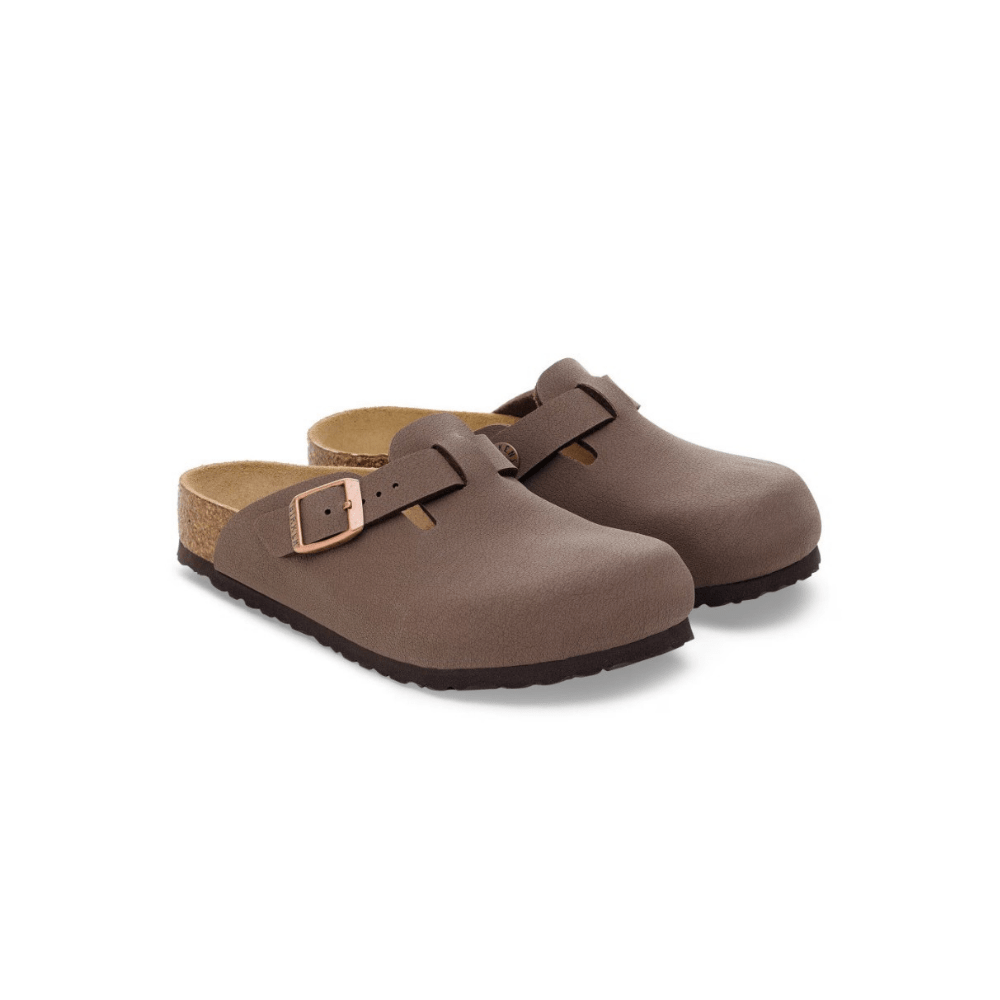 Birkenstock Kids Boston Unisex Birkibuc Clog Mocha - Back View adjustable strap