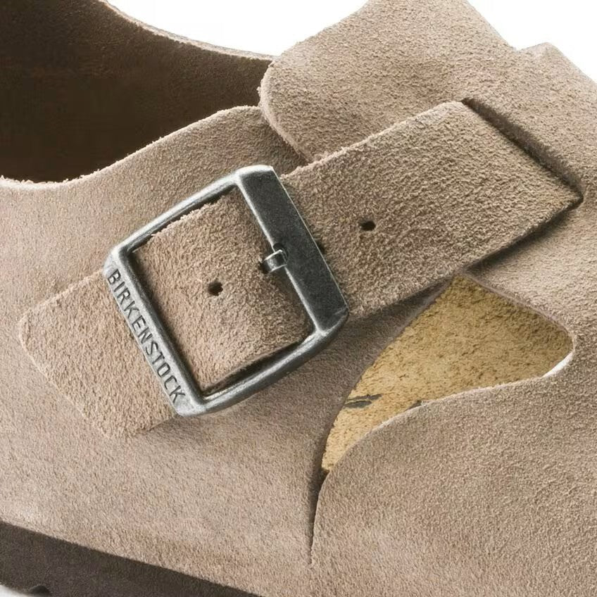 Birkenstock London Bs Leather Suede Taupe Unisex Clog Sandal 4