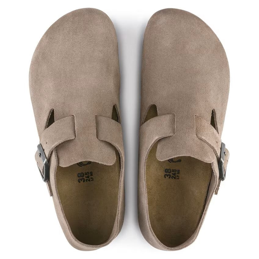 Birkenstock London Bs Leather Suede Taupe Unisex Clog Sandal 7