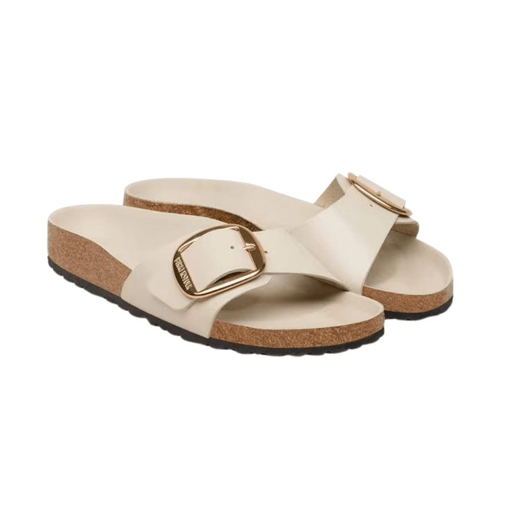 Birkenstock Madrid Big Buckle | Oyster Hex Patent Natural Leather (Narrow Fit) 5