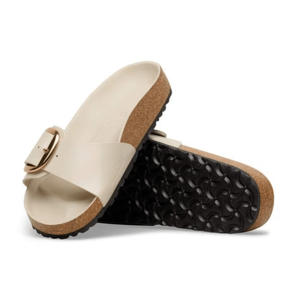 Birkenstock Madrid Big Buckle | Oyster Hex Patent Natural Leather (Narrow Fit) 3