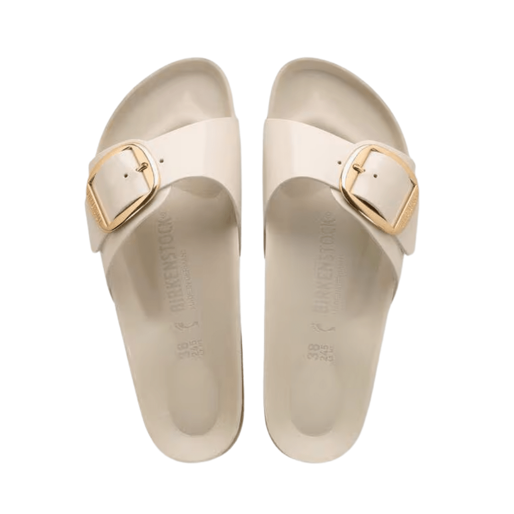 Birkenstock Madrid Big Buckle | Oyster Hex Patent Natural Leather (Narrow Fit) 4