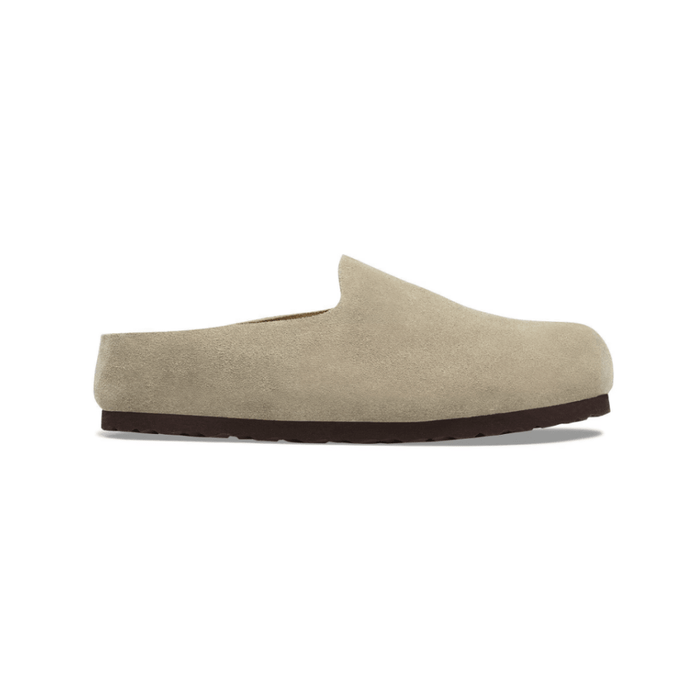 Birkenstock Unisex Amsterdam Wrapped Suede Leather Clog – Taupe 1