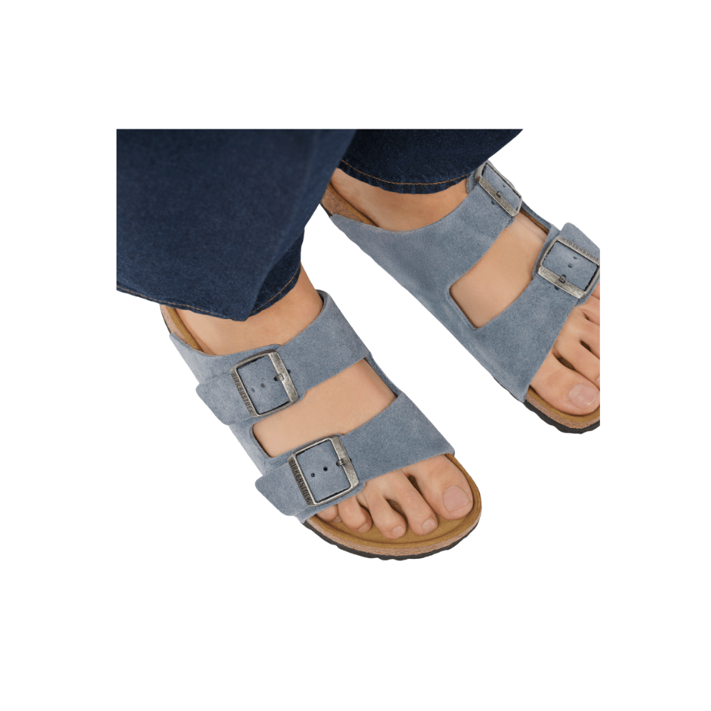 Birkenstock Unisex Arizona Sandal – Stone Blue Suede Leather 3