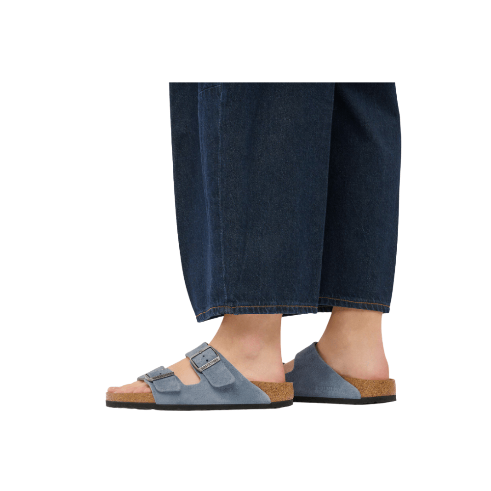 Birkenstock Unisex Arizona Sandal – Stone Blue Suede Leather 8