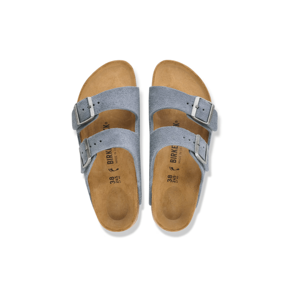 Birkenstock Unisex Arizona Sandal – Stone Blue Suede Leather 5