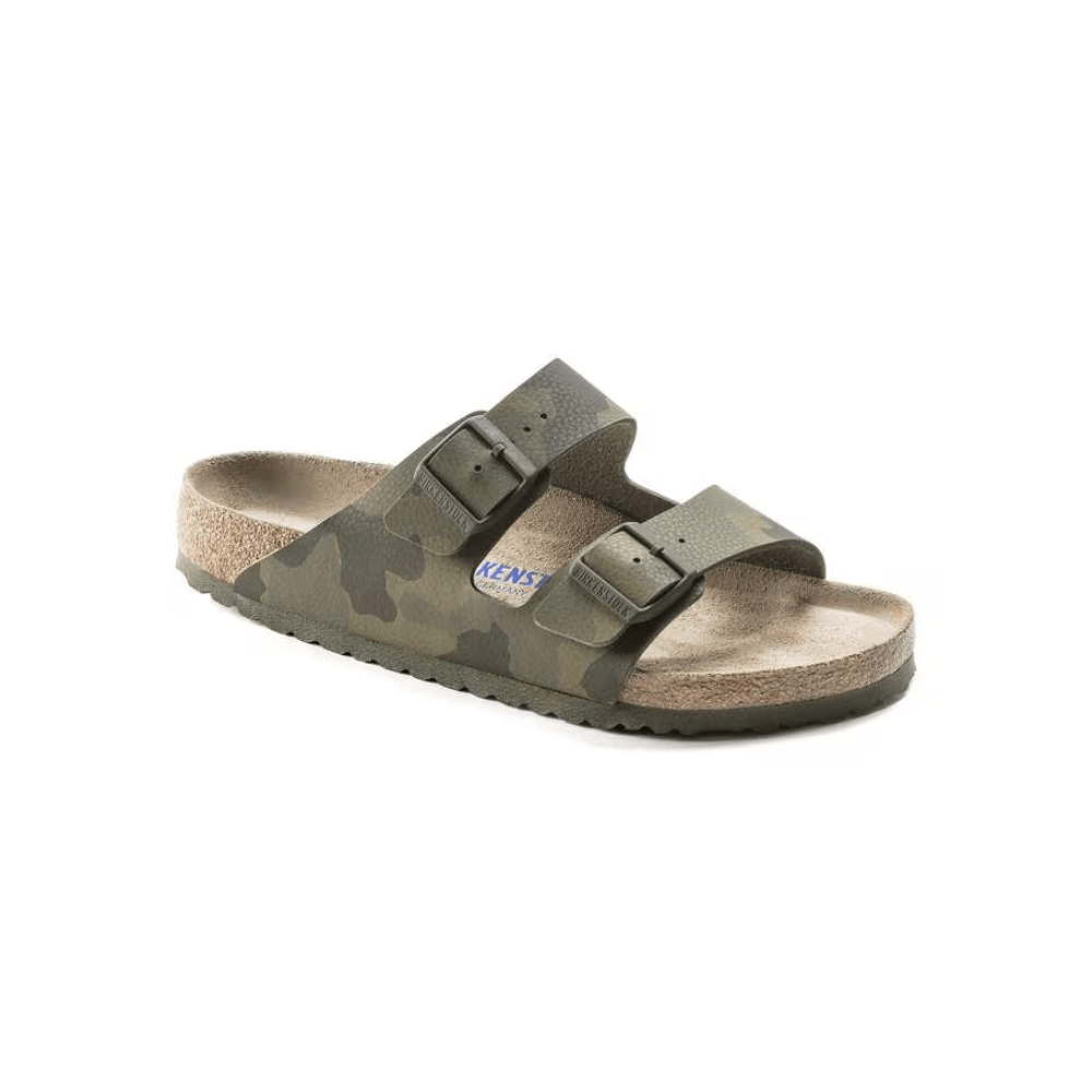 Birkenstock Unisex Arizona Soft Footbed Birko - Flor Sandal - Camo Green 1