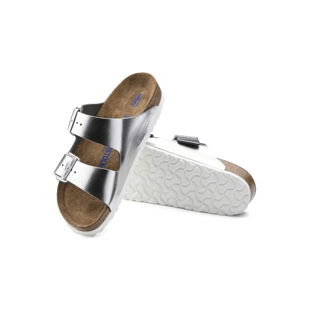 Birkenstock Unisex Arizona Soft Footbed - Metallic Silver 4