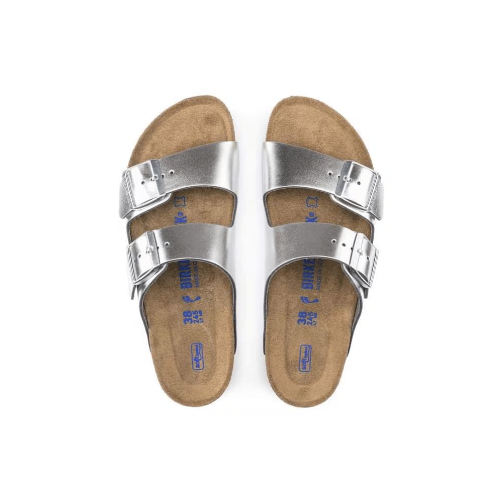 Birkenstock Unisex Arizona Soft Footbed - Metallic Silver 2