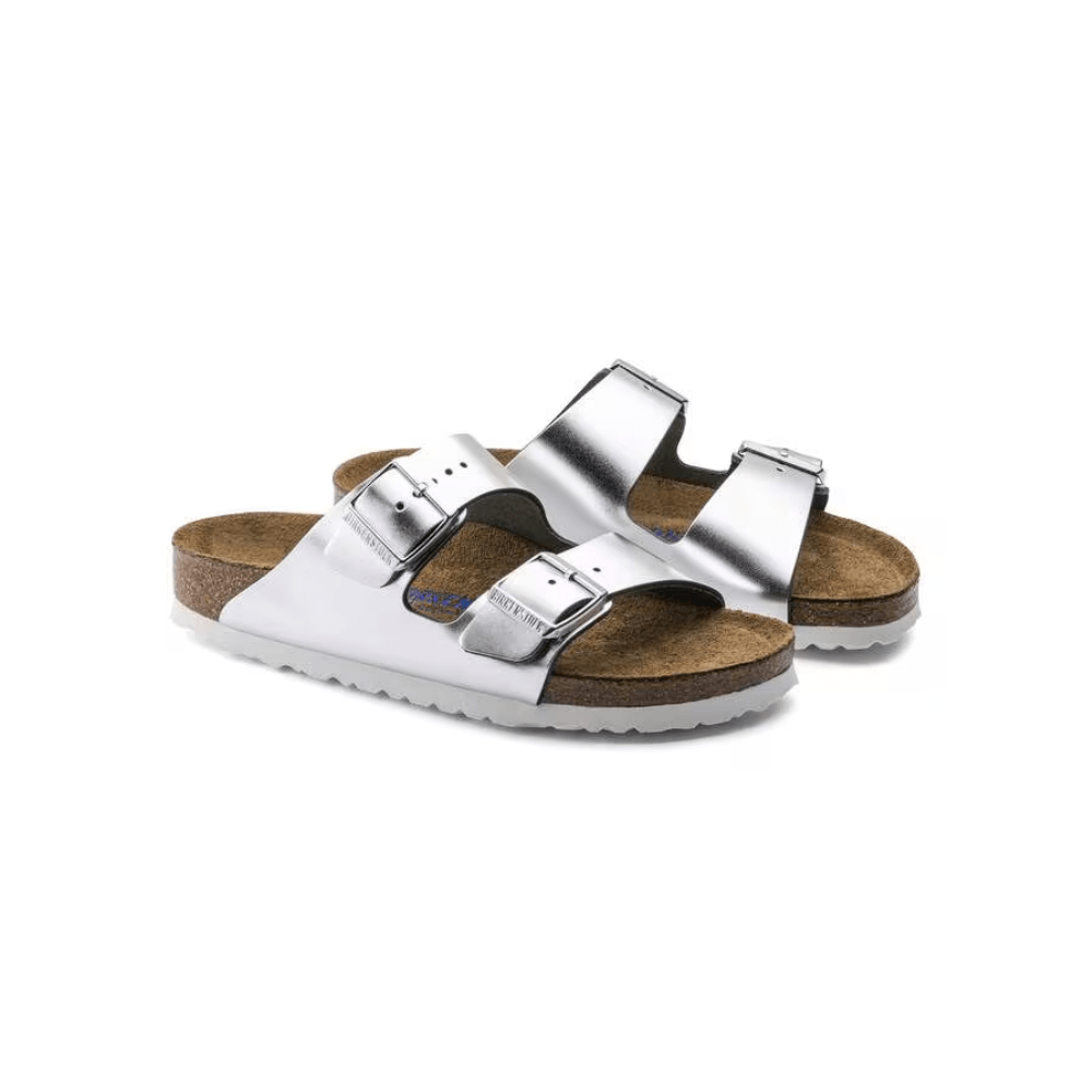 Birkenstock Unisex Arizona Soft Footbed - Metallic Silver 3