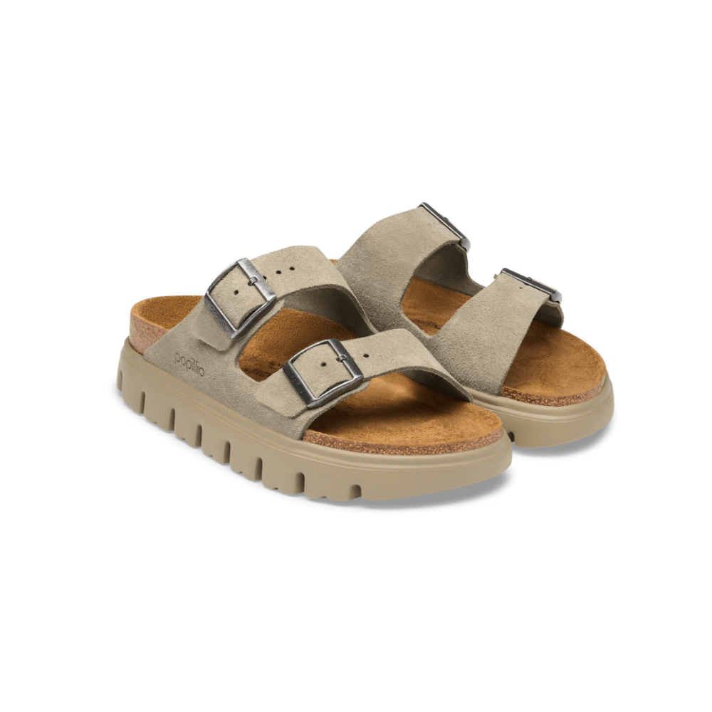 Birkenstock Women's Arizona Chunky Suede Leather Platform Sandals - Taupe 2