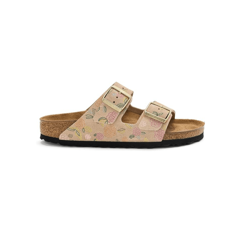 Birkenstock Women’s Arizona Suede Leather Sandals – Sandcastle Flower Print 1
