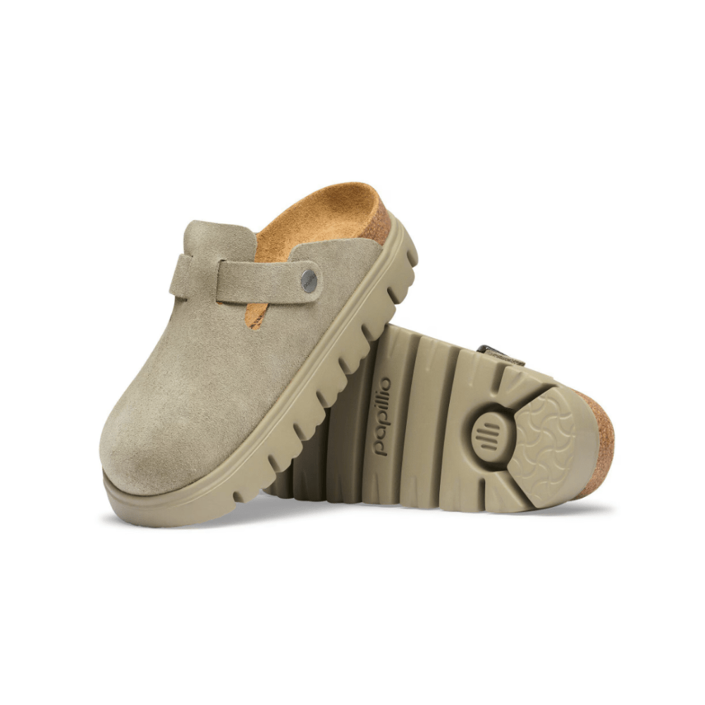 Birkenstock Women's Boston Chunky Suede Leather Clogs - Taupe 4