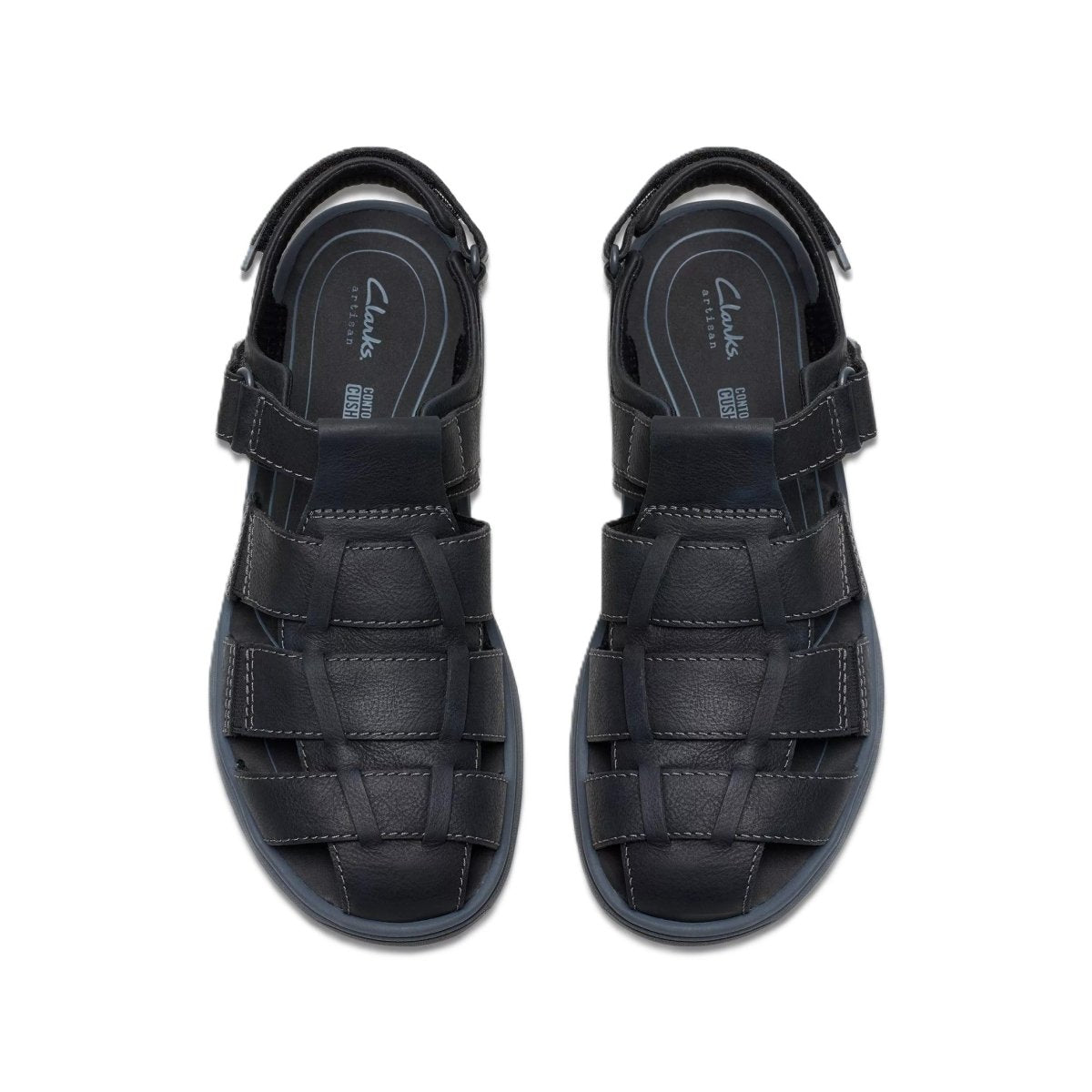 Clarks Men's Salt Way Cove Black Leather Sandals 6