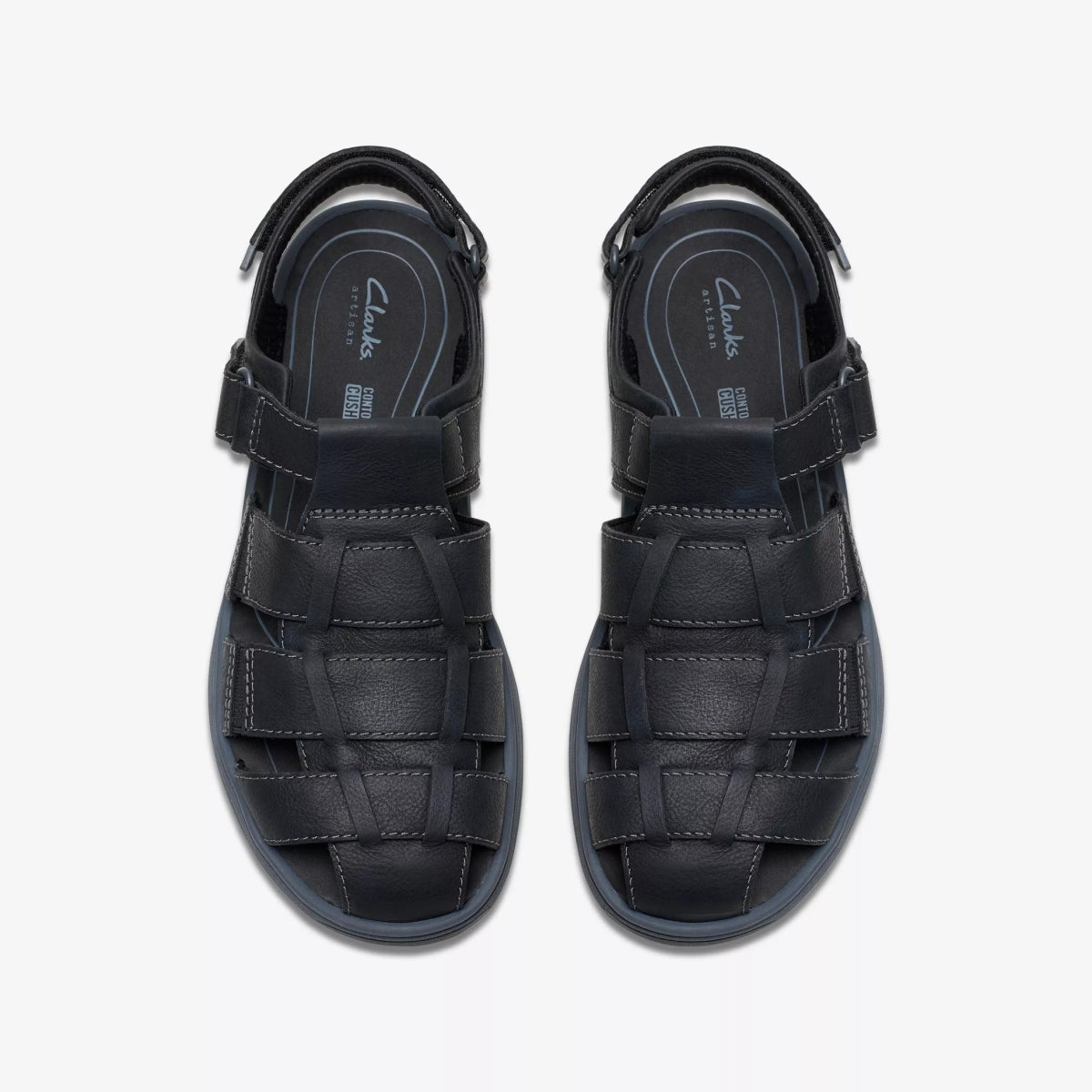 Clarks Men's Salt Way Cove Black Leather Sandals 7